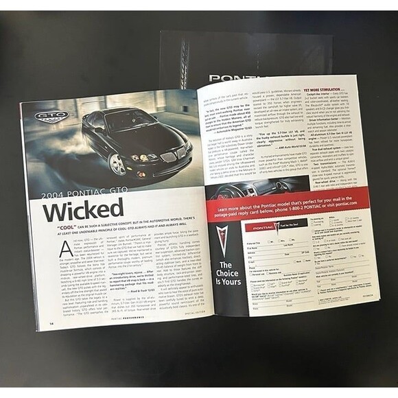 2004 Pontiac GTO, Grand Prix Sales Package. 16pg Brochure & 8 panel Movie Poster - Picture 2 of 5